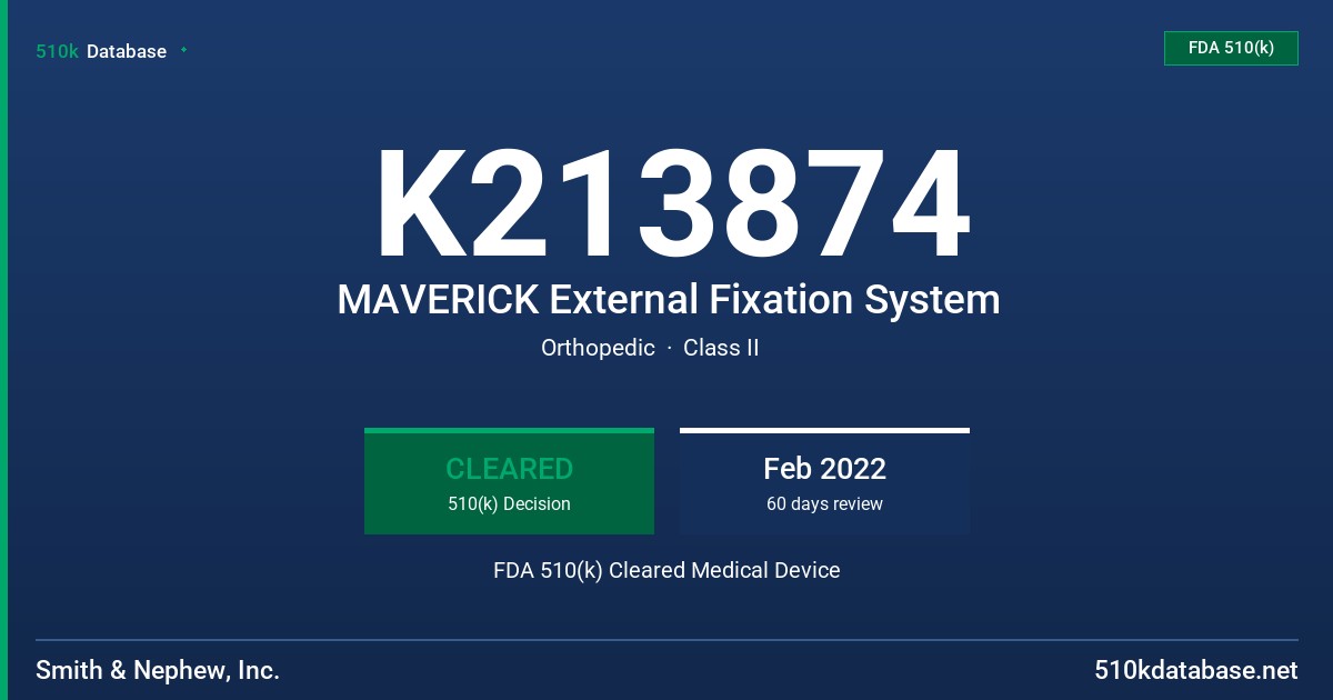 K213874 MAVERICK External Fixation System FDA 510(k) Cleared Medical Device