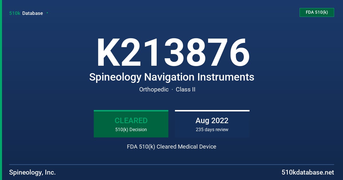 K213876 Spineology Navigation Instruments FDA 510(k) Cleared Medical Device