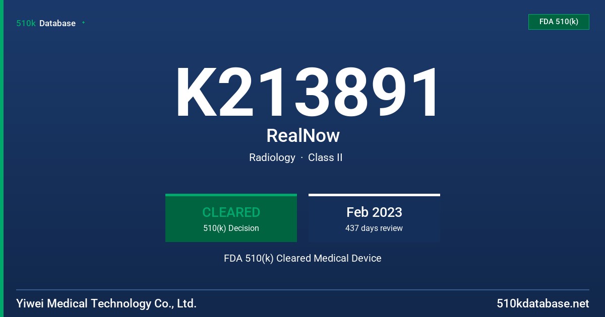 K213891 RealNow FDA 510(k) Cleared Medical Device