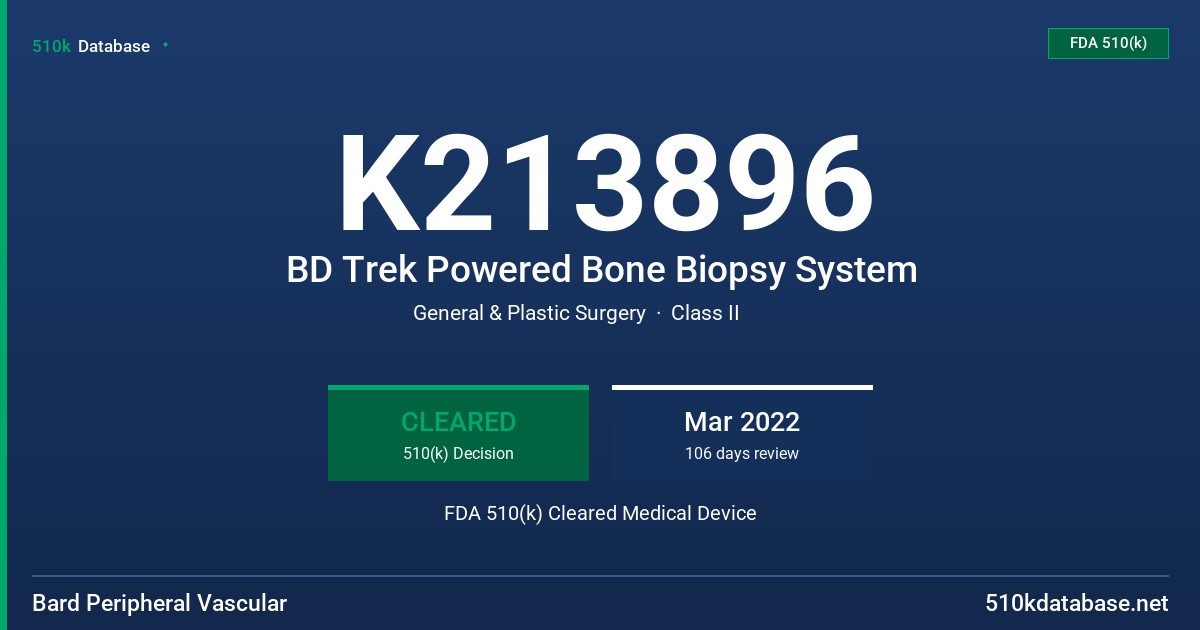K213896 BD Trek Powered Bone Biopsy System FDA 510(k) Cleared Medical Device