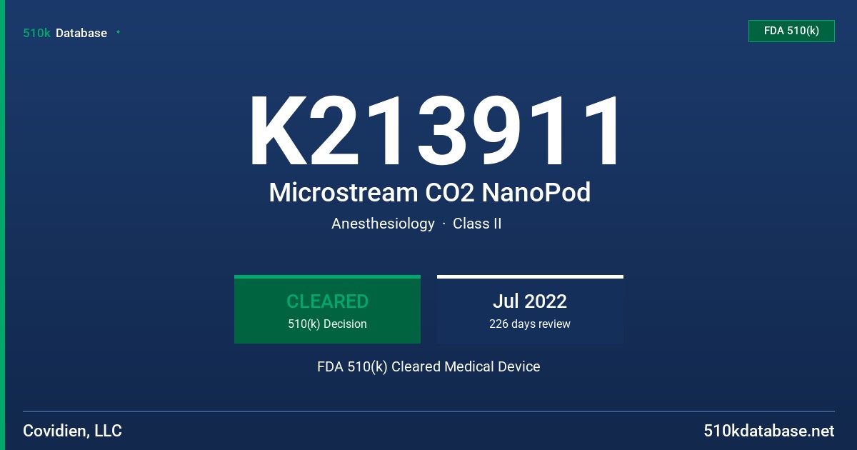 K213911 Microstream CO2 NanoPod FDA 510(k) Cleared Medical Device
