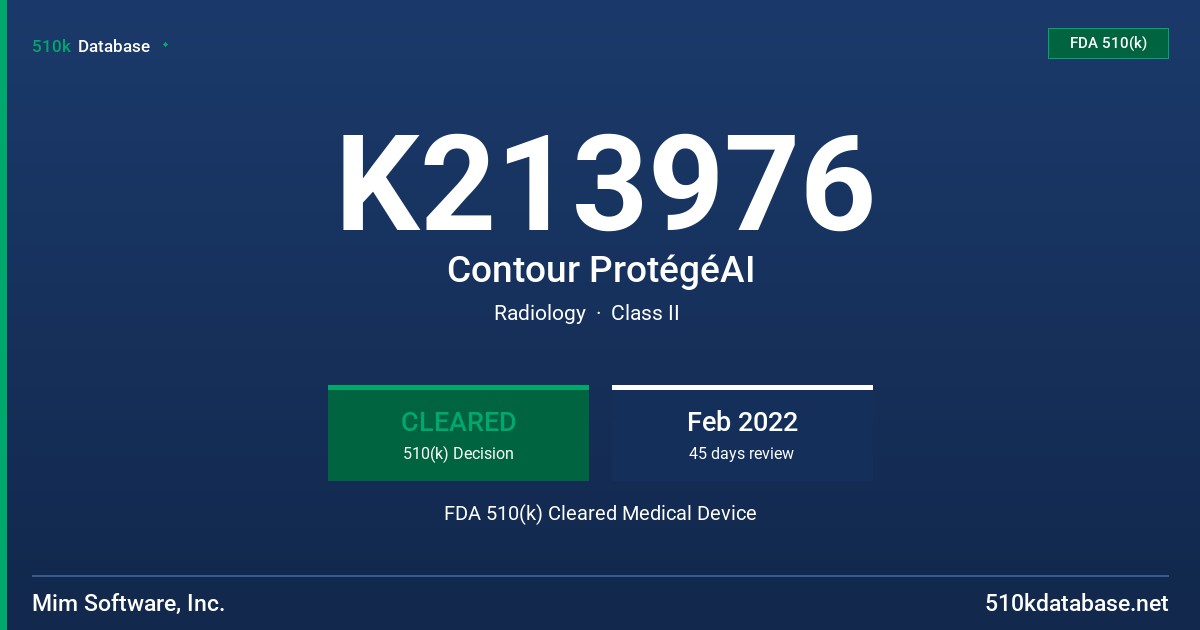 K213976 Contour ProtégéAI FDA 510(k) Cleared Medical Device