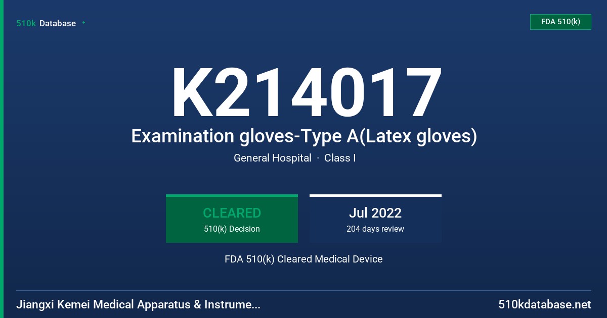 K214017 Examination gloves-Type A(Latex gloves) FDA 510(k) Cleared Medical Device