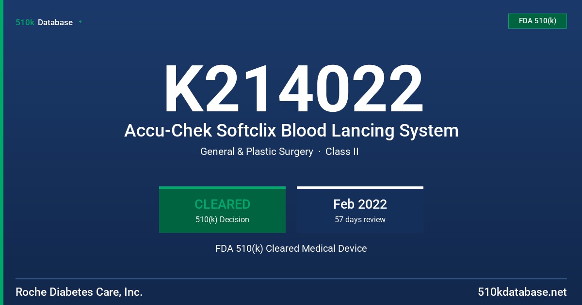 K214022 Accu-Chek Softclix Blood Lancing System FDA 510(k) Cleared Medical Device