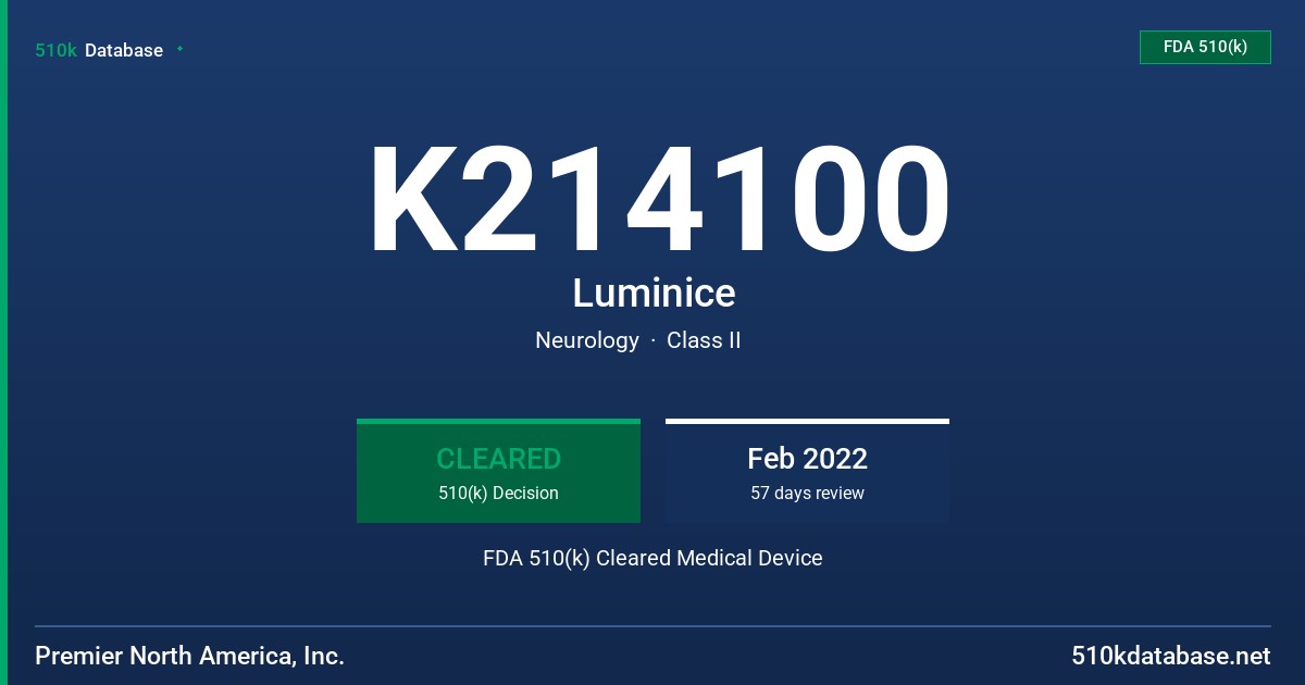 K214100 Luminice FDA 510(k) Cleared Medical Device