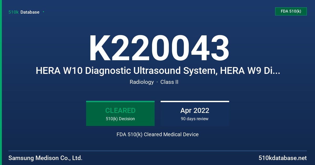 K220043 HERA W10 Diagnostic Ultrasound System, HERA W9 Diagnostic Ultrasound System FDA 510(k) Cleared Medical Device