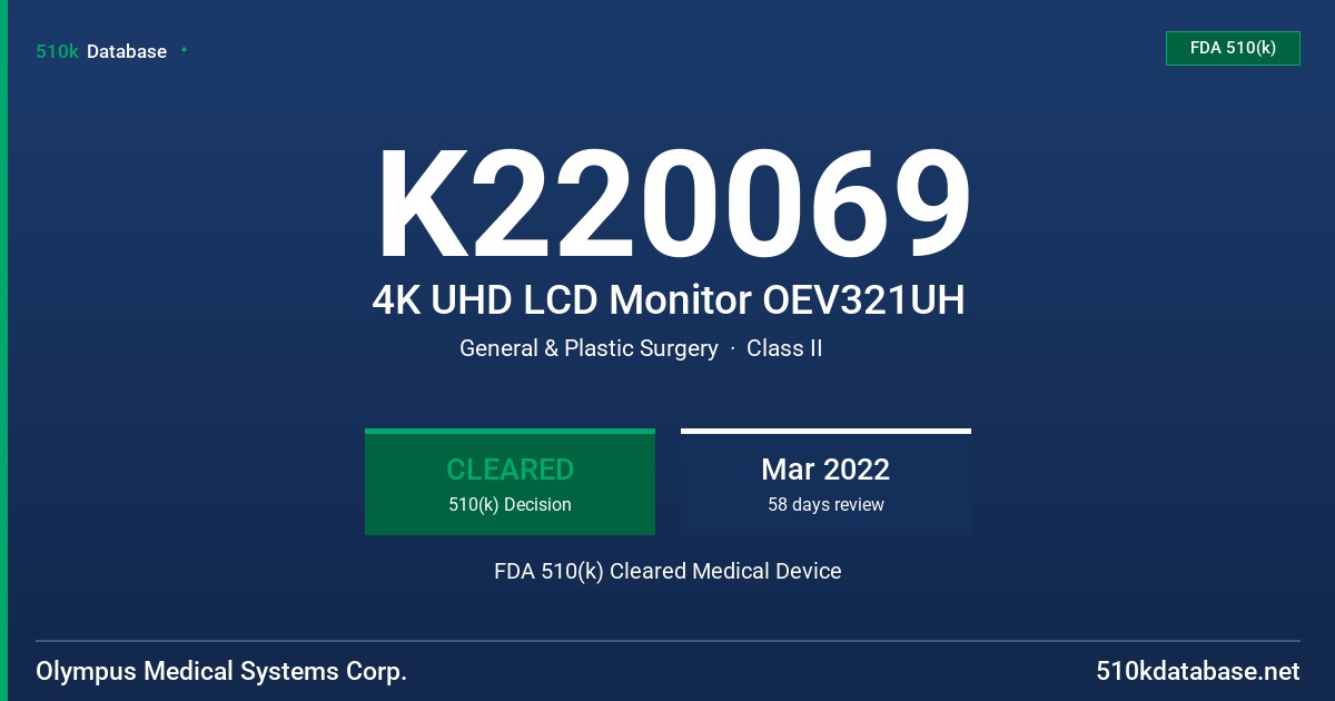 K220069 4K UHD LCD Monitor OEV321UH FDA 510(k) Cleared Medical Device