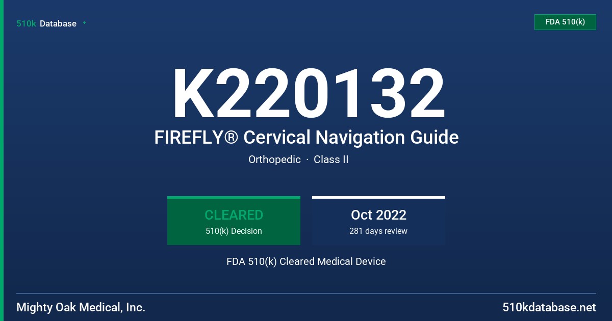 K220132 FIREFLY® Cervical Navigation Guide FDA 510(k) Cleared Medical Device