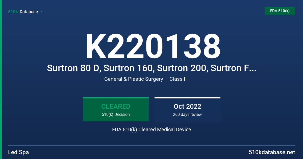 K220138 Surtron 80 D, Surtron 160, Surtron 200, Surtron Flash 160 HF, Surtron 400 HP FDA 510(k) Cleared Medical Device