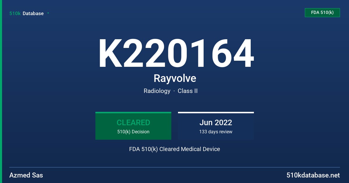 K220164 Rayvolve FDA 510(k) Cleared Medical Device