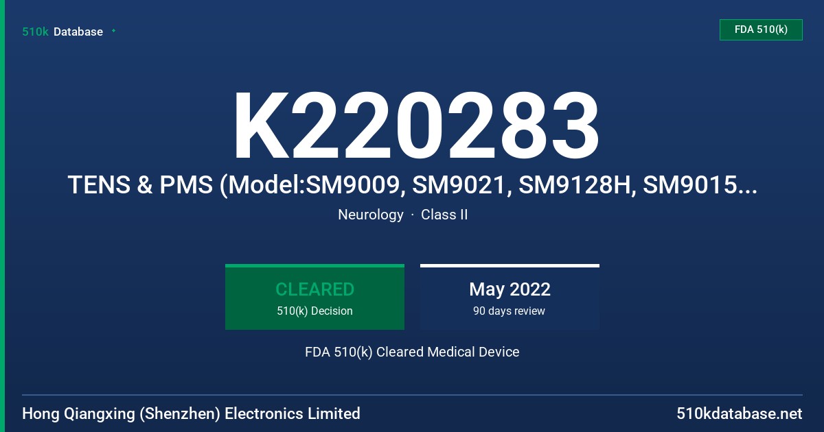 K220283 TENS & PMS (Model:SM9009, SM9021, SM9128H, SM9015, SM9055, SM9033) FDA 510(k) Cleared Medical Device