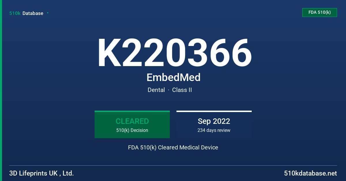 K220366 EmbedMed FDA 510(k) Cleared Medical Device