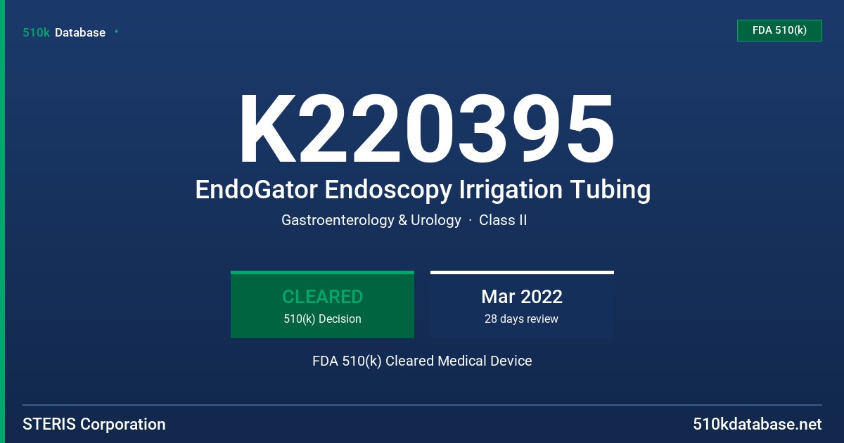 K220395 EndoGator Endoscopy Irrigation Tubing FDA 510(k) Cleared Medical Device
