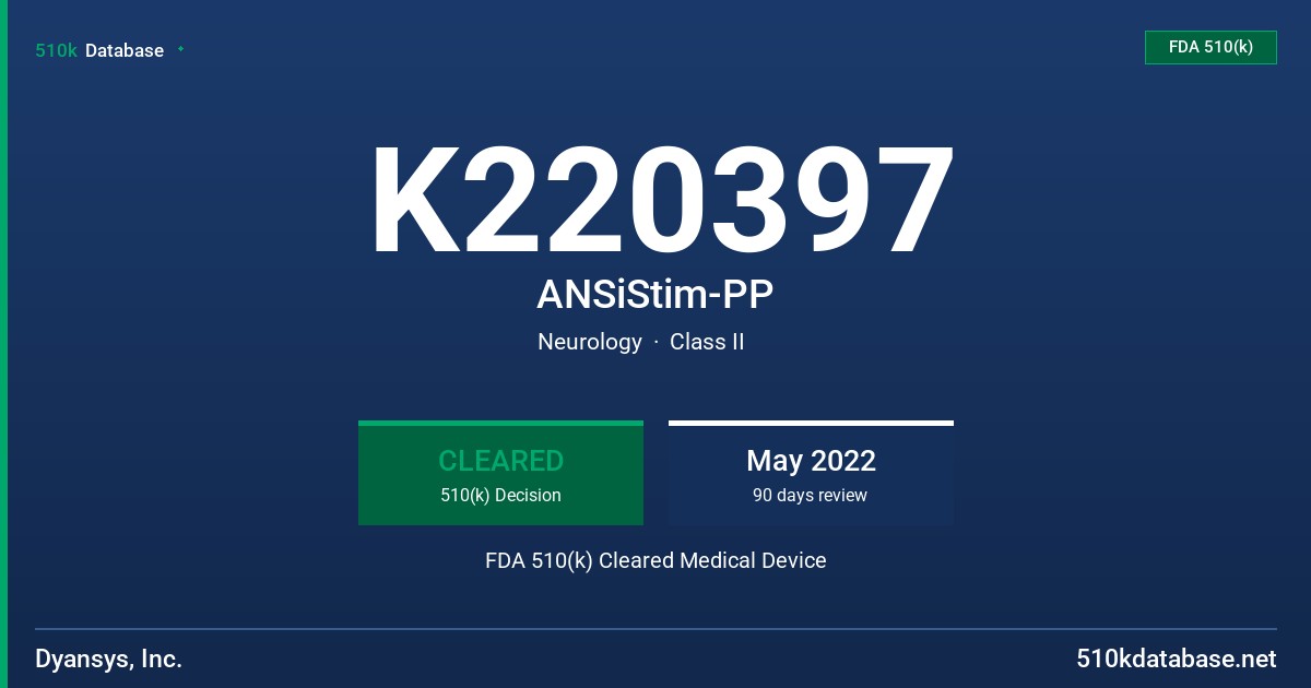 K220397 ANSiStim-PP FDA 510(k) Cleared Medical Device