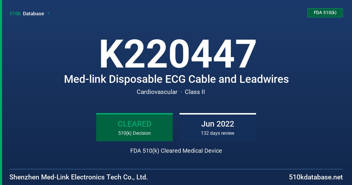 K220447 Med-link Disposable ECG Cable and Leadwires FDA 510(k) Cleared Medical Device