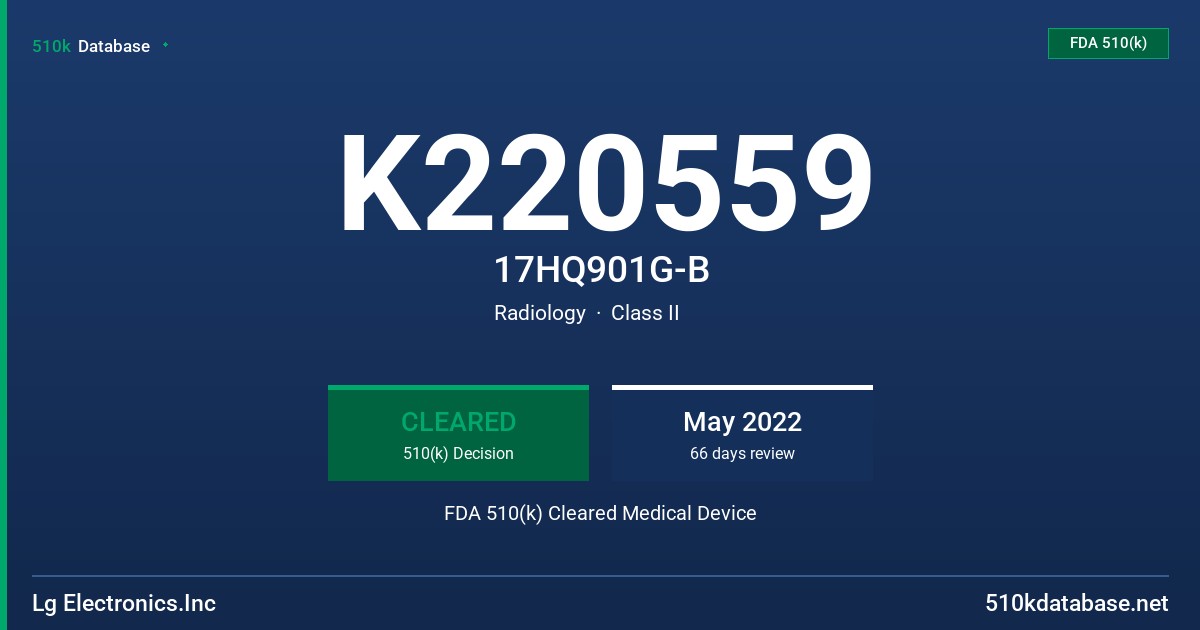 K220559 17HQ901G-B FDA 510(k) Cleared Medical Device