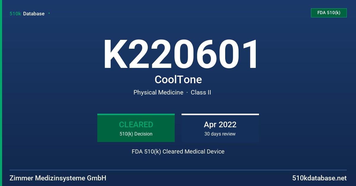 K220601 CoolTone FDA 510(k) Cleared Medical Device