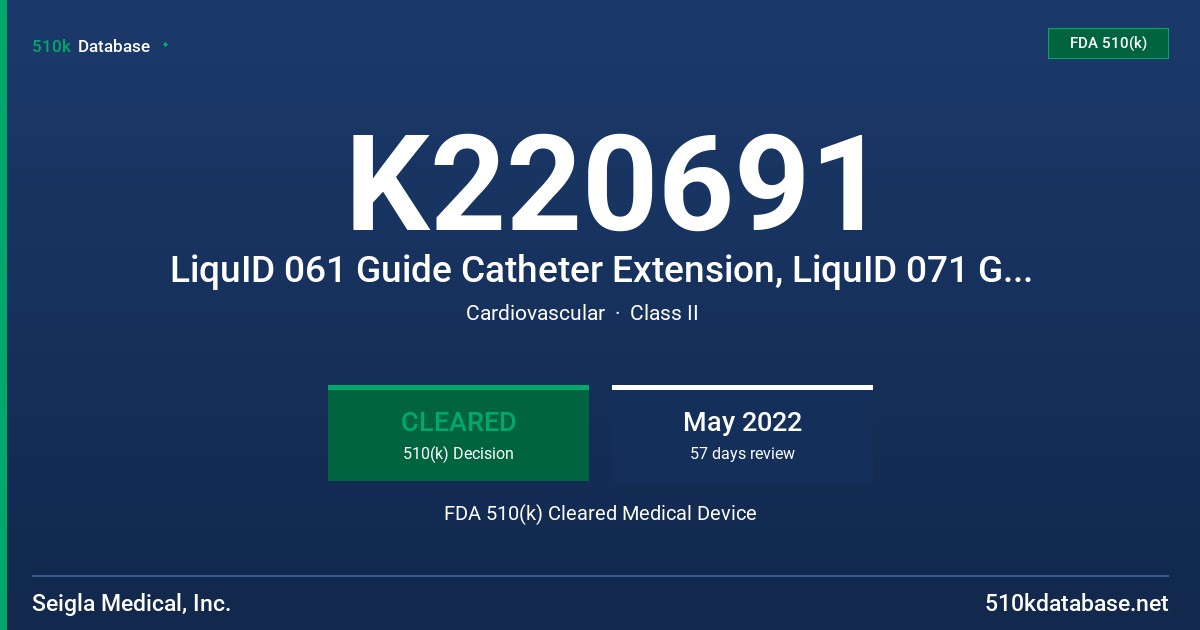 K220691 LiquID 061 Guide Catheter Extension, LiquID 071 Guide Catheter Extension FDA 510(k) Cleared Medical Device