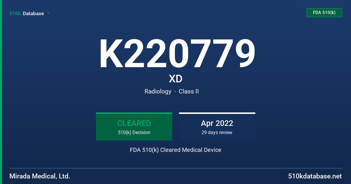 K220779 XD FDA 510(k) Cleared Medical Device