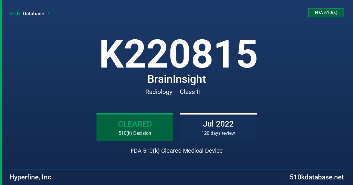 K220815 BrainInsight FDA 510(k) Cleared Medical Device