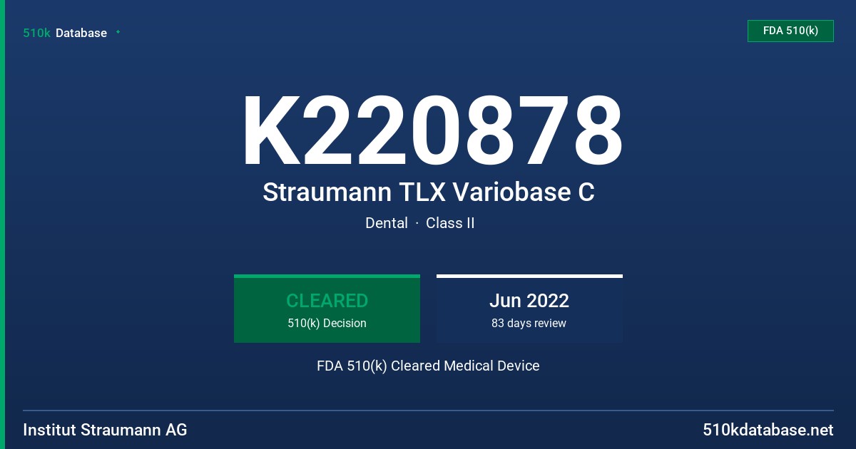 K220878 Straumann TLX Variobase C FDA 510(k) Cleared Medical Device