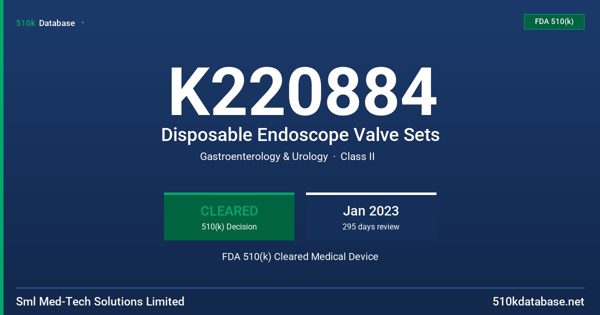 K220884 Disposable Endoscope Valve Sets FDA 510(k) Cleared Medical Device