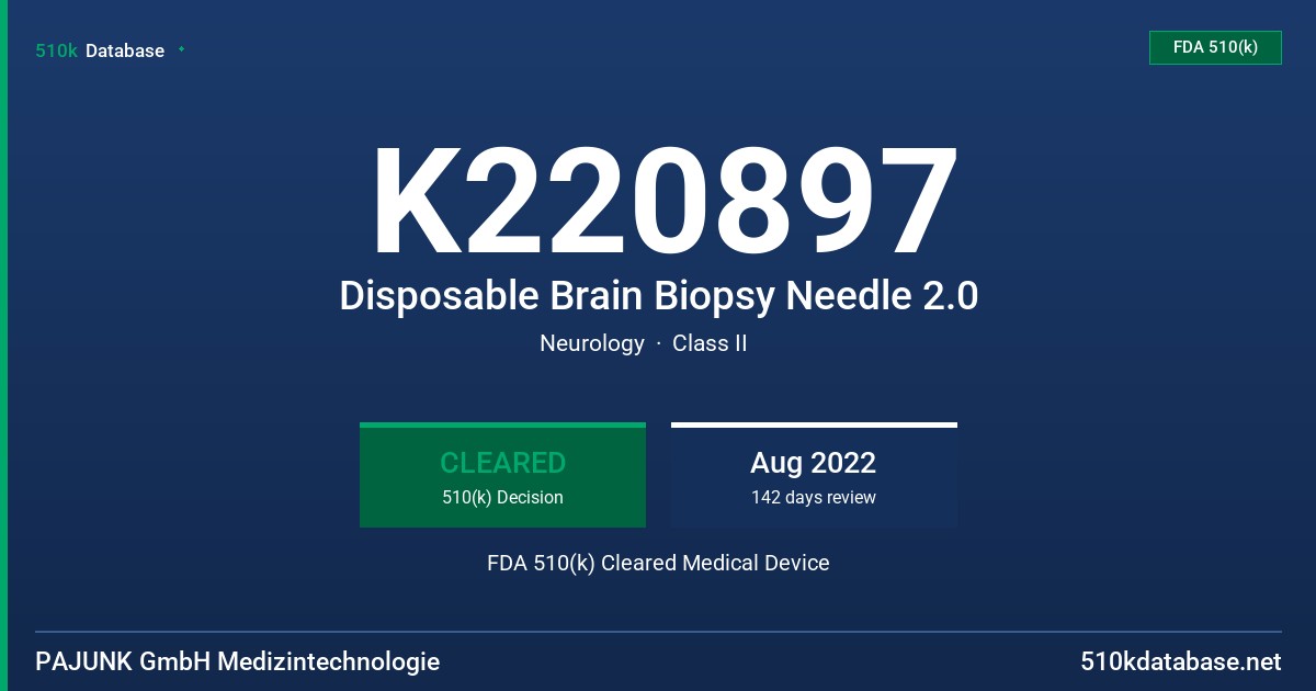 K220897 Disposable Brain Biopsy Needle 2.0 FDA 510(k) Cleared Medical Device