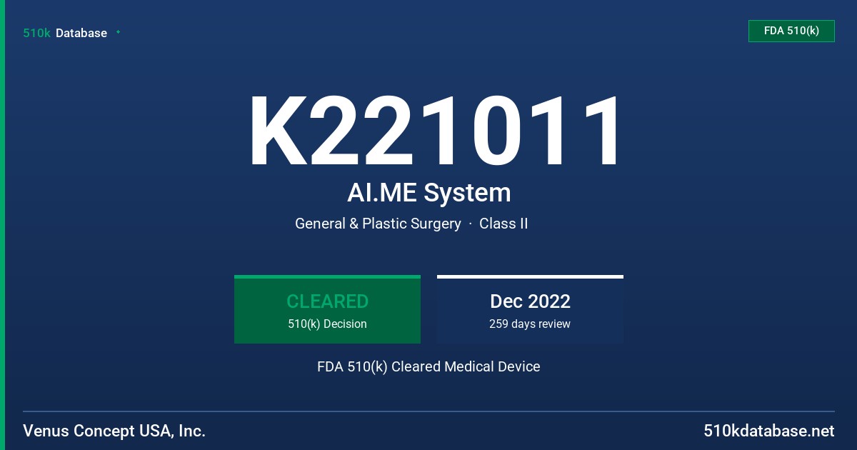 K221011 AI.ME System FDA 510(k) Cleared Medical Device