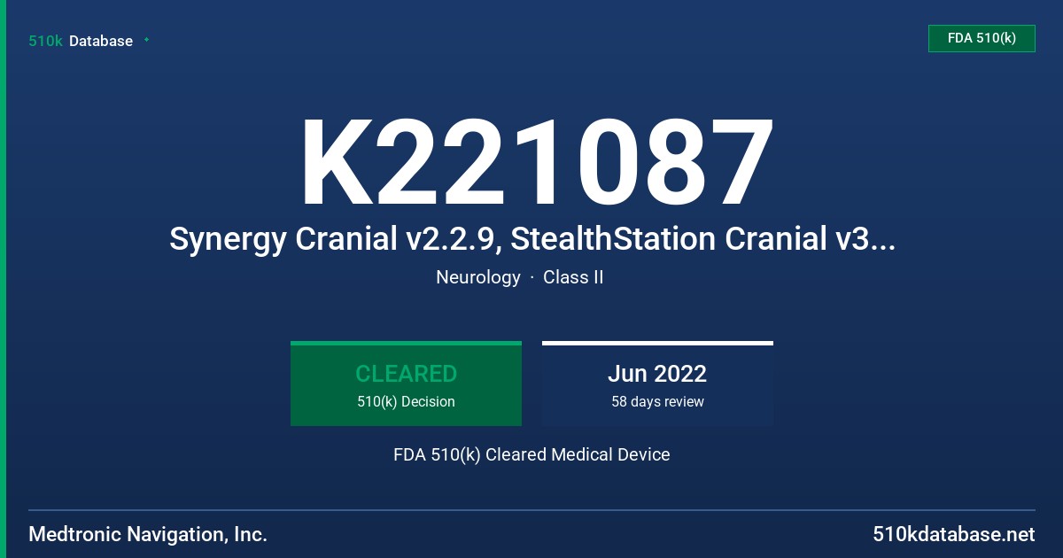 K221087 Synergy Cranial v2.2.9, StealthStation Cranial v3.1.4 FDA 510(k) Cleared Medical Device