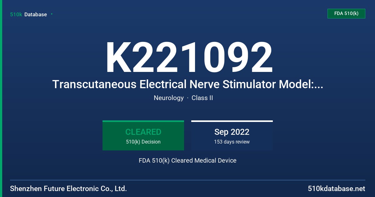 K221092 Transcutaneous Electrical Nerve Stimulator Model: ST-304 FDA 510(k) Cleared Medical Device