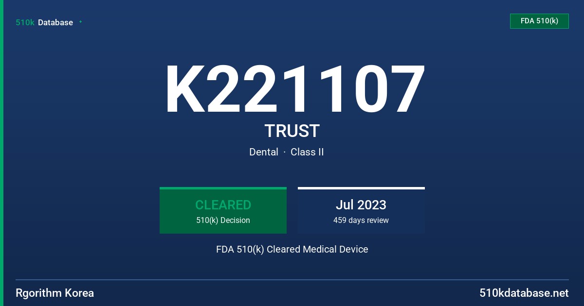 K221107 TRUST FDA 510(k) Cleared Medical Device