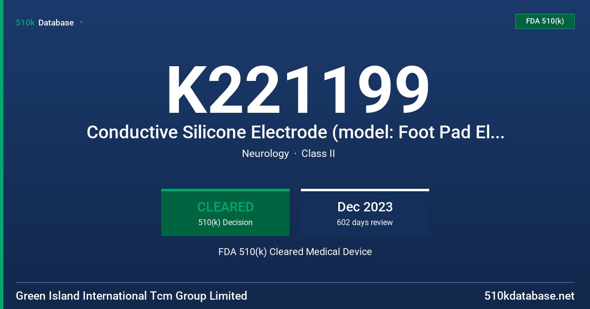 K221199 Conductive Silicone Electrode (model: Foot Pad Electrode, Cupping Electrode, Point Electrode) FDA 510(k) Cleared Medical Device