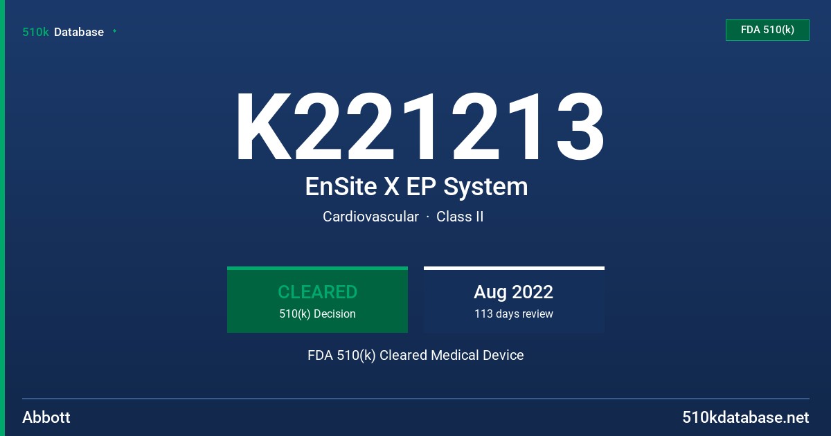 K221213 EnSite X EP System FDA 510(k) Cleared Medical Device