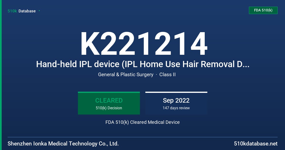 K221214 Hand-held IPL device (IPL Home Use Hair Removal Device) Model:FZ-608, FZ-608G, FZ-100, FZ-200 FDA 510(k) Cleared Medical Device