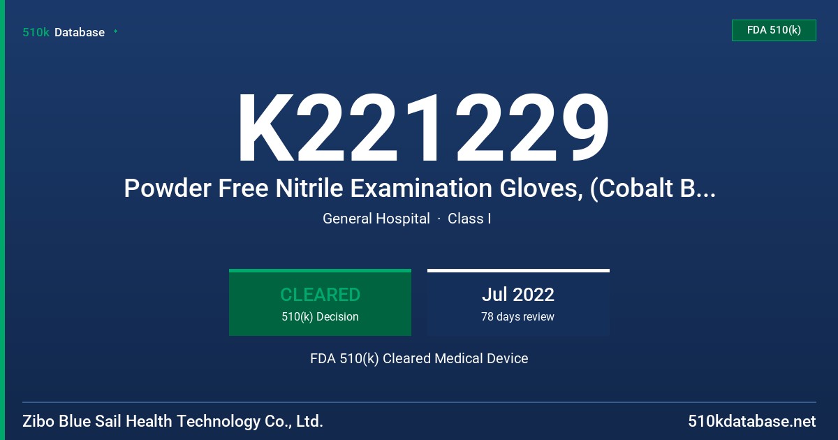 K221229 Powder Free Nitrile Examination Gloves, (Cobalt Blue and Violet Blue), Powder Free Latex Examination Gloves FDA 510(k) Cleared Medical Device