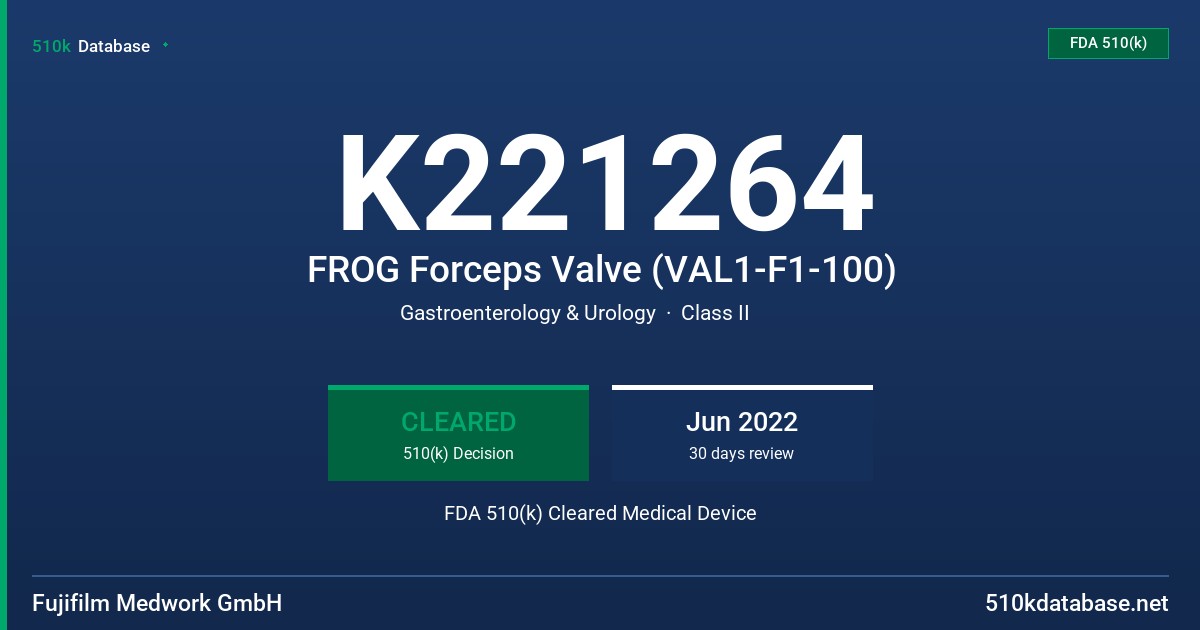 K221264 FROG Forceps Valve (VAL1-F1-100) FDA 510(k) Cleared Medical Device