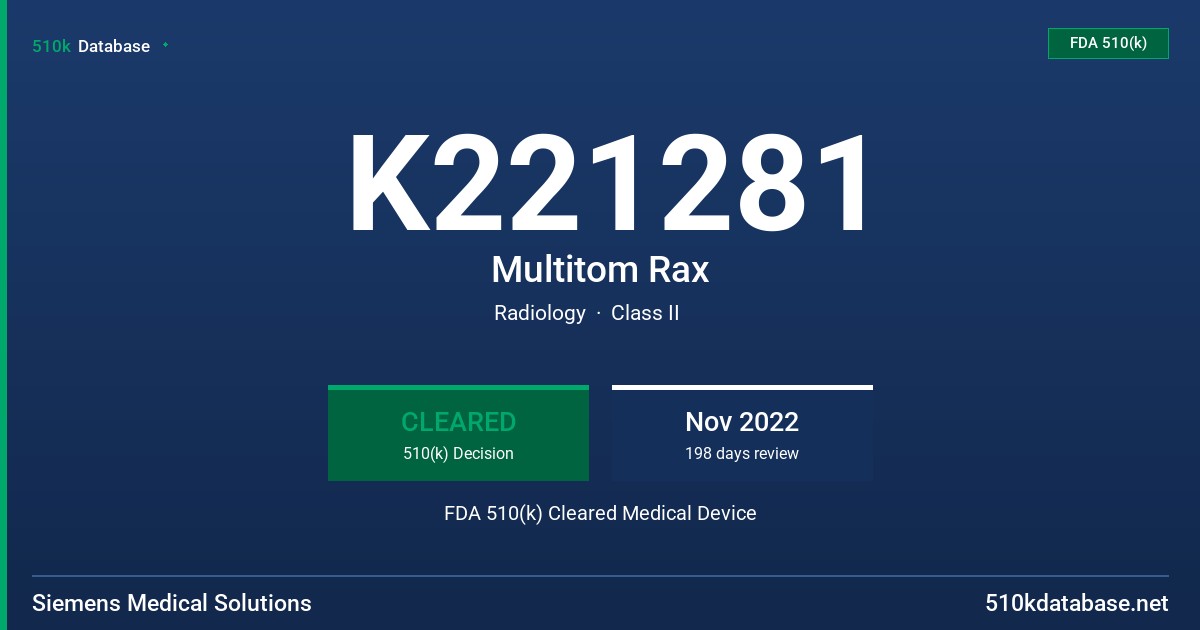 K221281 Multitom Rax FDA 510(k) Cleared Medical Device