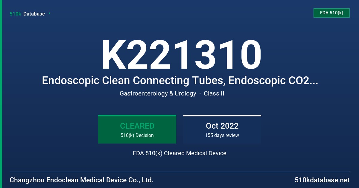 K221310 Endoscopic Clean Connecting Tubes, Endoscopic CO2 Source Tubing FDA 510(k) Cleared Medical Device