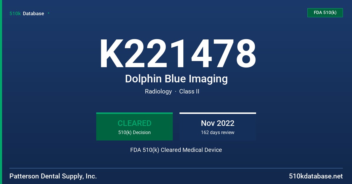K221478 Dolphin Blue Imaging FDA 510(k) Cleared Medical Device
