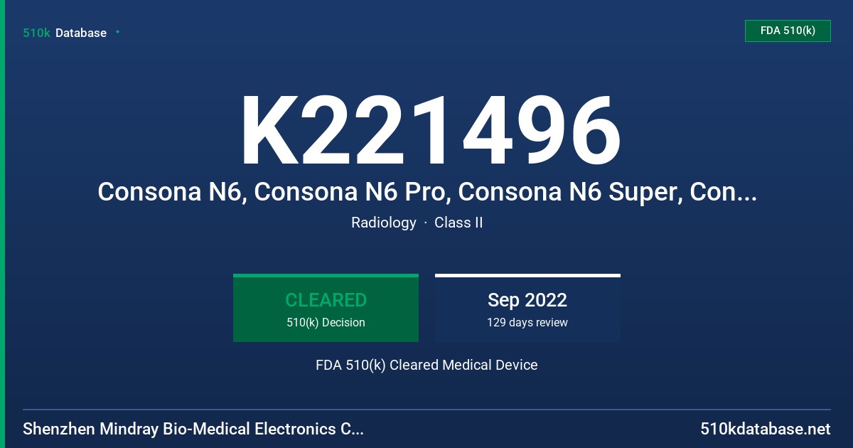 K221496 Consona N6, Consona N6 Pro, Consona N6 Super, Consona AR, Consona N6S, Consona AE, Consona AT, Consona N6 Exp Diagnostic Ultrasound System, Consona N6 Elite, Consona N6T Diagnostic Ultrasound System FDA 510(k) Cleared Medical Device