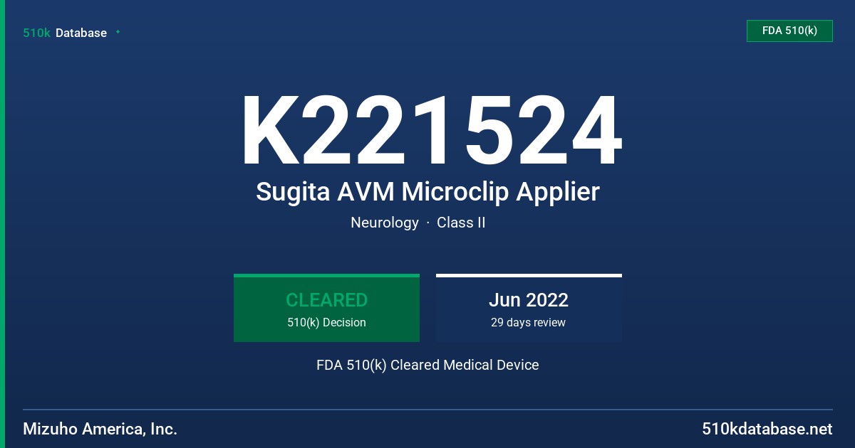 K221524 Sugita AVM Microclip Applier FDA 510(k) Cleared Medical Device