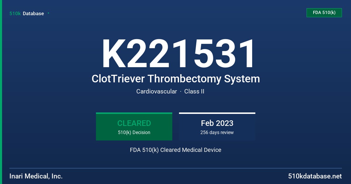 K221531 ClotTriever Thrombectomy System FDA 510(k) Cleared Medical Device