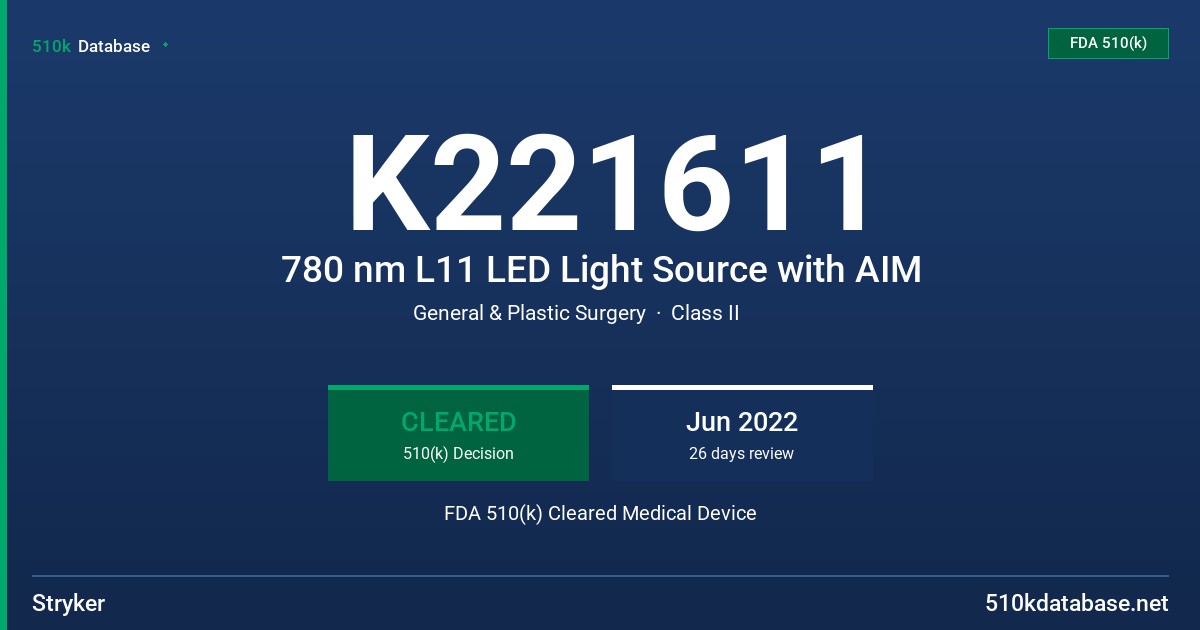 K221611 780 nm L11 LED Light Source with AIM FDA 510(k) Cleared Medical Device