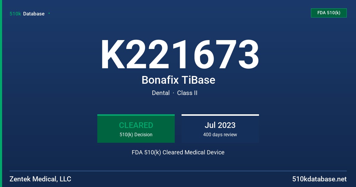 K221673 Bonafix TiBase FDA 510(k) Cleared Medical Device