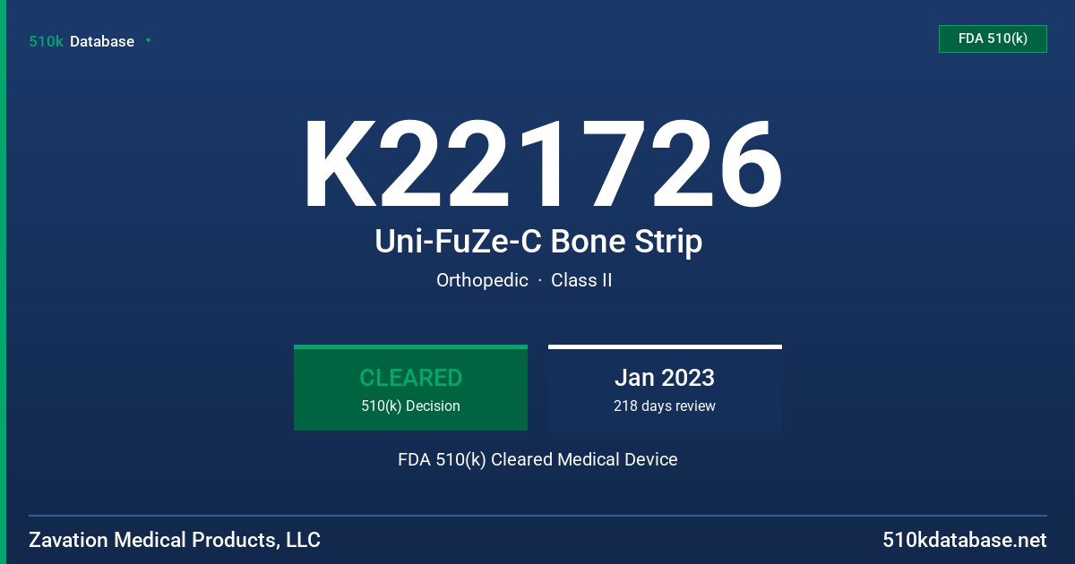 K221726 Uni-FuZe-C Bone Strip FDA 510(k) Cleared Medical Device