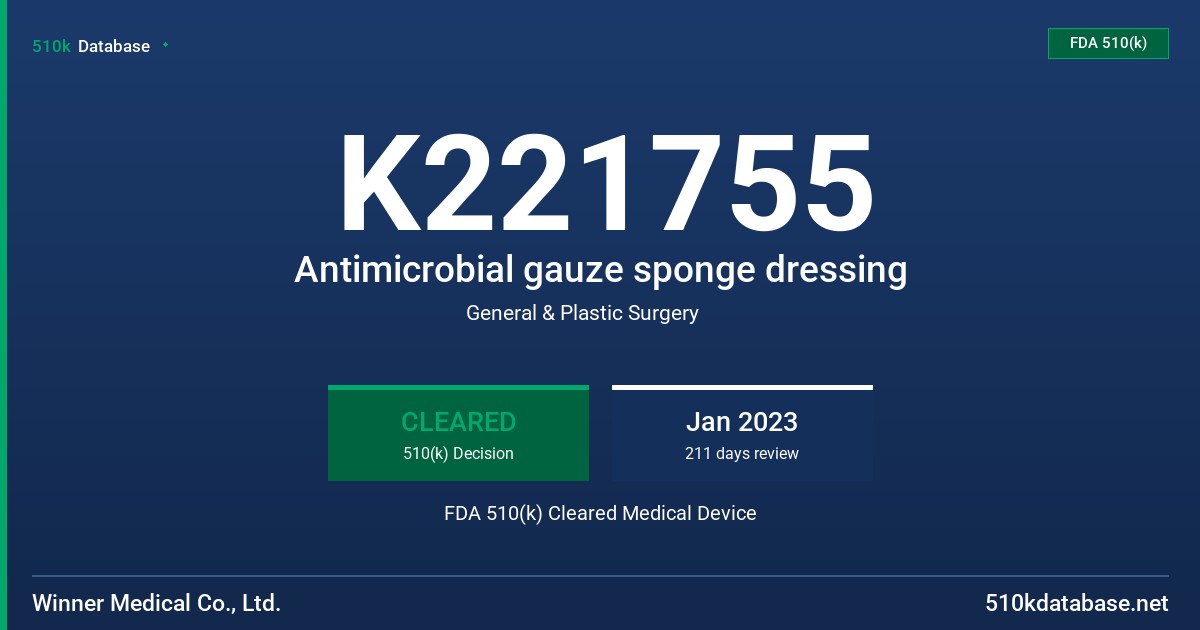 K221755 Antimicrobial gauze sponge dressing FDA 510(k) Cleared Medical Device