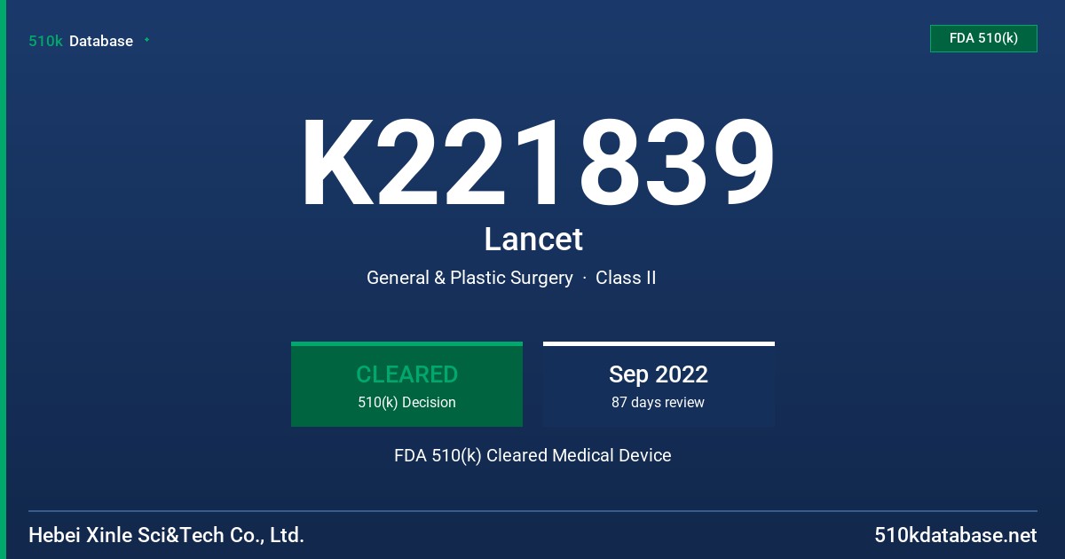 K221839 Lancet FDA 510(k) Cleared Medical Device