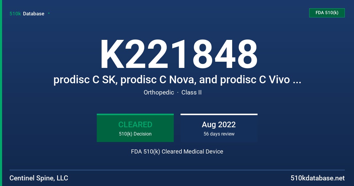 K221848 prodisc C SK, prodisc C Nova, and prodisc C Vivo Instruments FDA 510(k) Cleared Medical Device