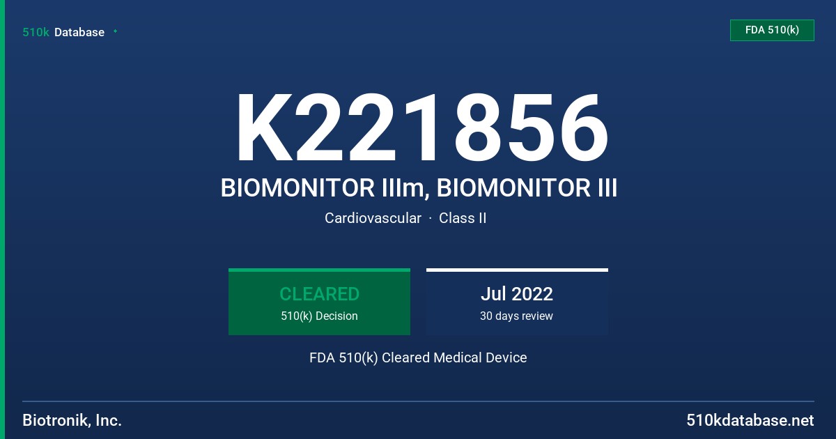 K221856 BIOMONITOR IIIm, BIOMONITOR III FDA 510(k) Cleared Medical Device