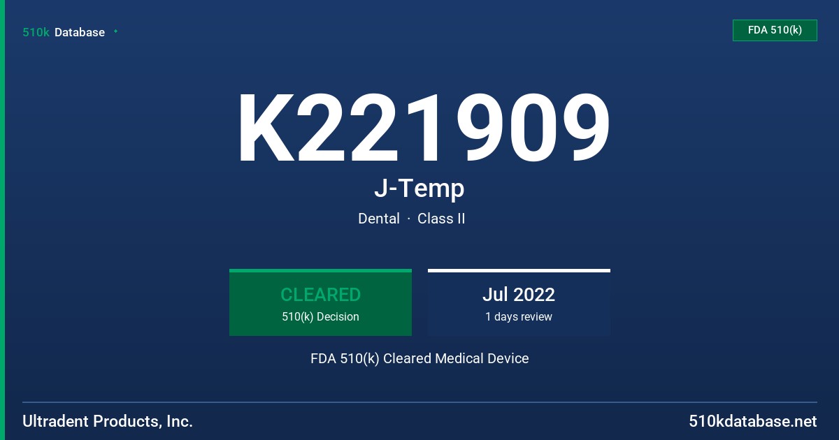K221909 J-Temp FDA 510(k) Cleared Medical Device